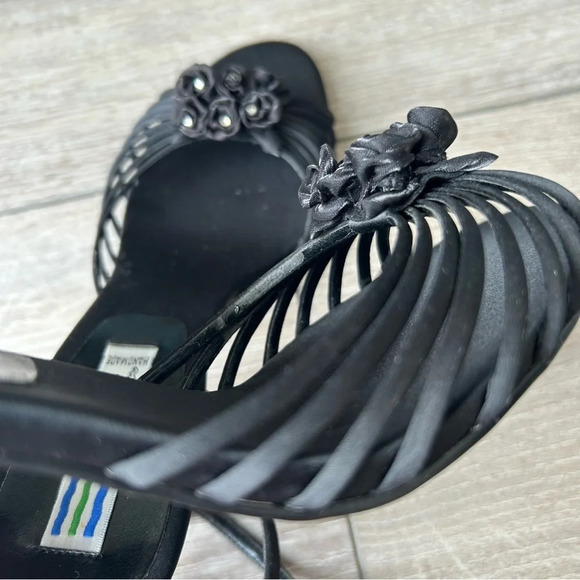 Arnold Churgin Handmade Satin Floral Strappy Sandals - Picture 13 of 13